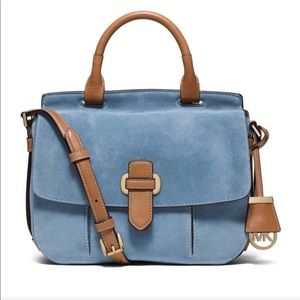 Michael Kors Saddle suede leather blue bag